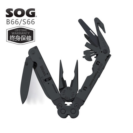 拆弹部队专用！美国原装设计索格 SOG B66 多功能工具钳 黑色 皮套